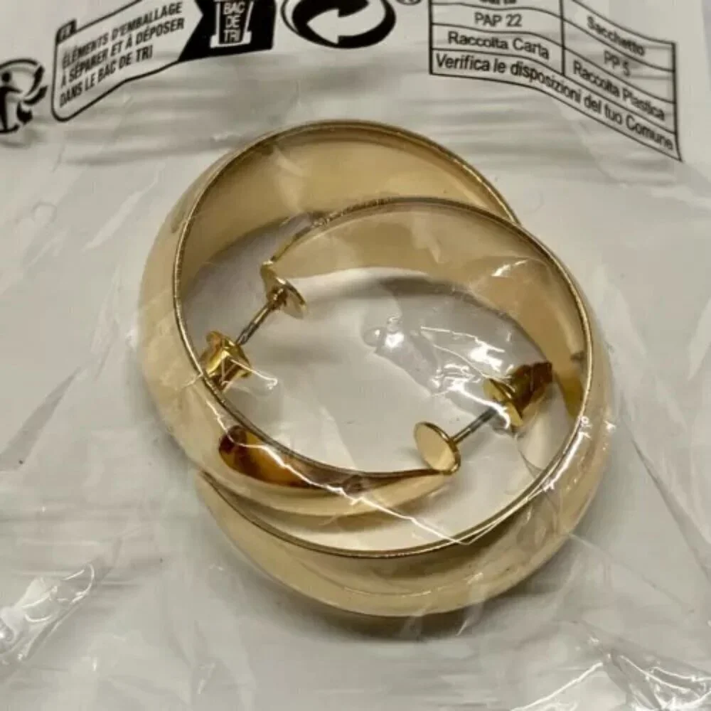 CS Fashion Hoop Earrings Golden Yellow‎ Pierced Hoops Earring Jewelry Set New